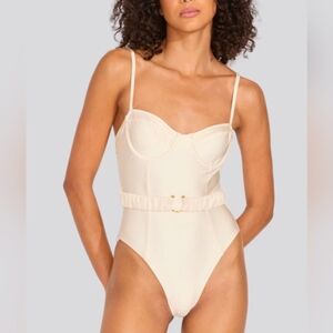 Solid And Striped One-Piece Swimsuit